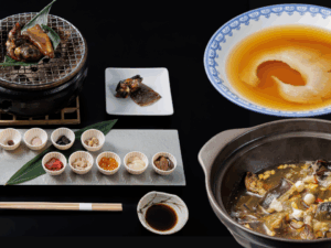 すっぽんお造り・フカヒレ付すっぽん鍋（薬膳）・すっぽん炭焼セット